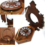 Antique Black Forest Carved 24" Wall or Parlor Clock, Fruits of the Hunt Theme with Fox or Dog, Hare & Fish