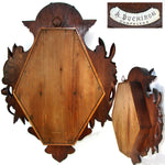 Antique Black Forest Carved 24" Wall or Parlor Clock, Fruits of the Hunt Theme with Fox or Dog, Hare & Fish