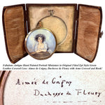 Antique Portrait Miniature in Case: Aimee de Coigny, Duchess of Fleury, Jewelry & Book