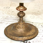 Antique Victorian to Edwardian Era 5.75" Tazza, Bonbon or Candies Dish, Ruffled White Opaline Glass & Gilt Metal Base