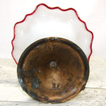 Antique Victorian to Edwardian Era 5.75" Tazza, Bonbon or Candies Dish, Ruffled White Opaline Glass & Gilt Metal Base