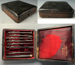 Antique c. 1830 French Dental Hygiene Care or Dentist Tools in Original Travel Case, Necessaire #2, Carved Handle, Toothpick
