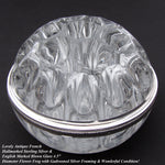 Elegant Vintage French Sterling Silver & Blown Glass 4.5" Flower Frog, Vase, Centerpiece