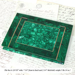 Vintage to Antique Russian Malachite 10.5" Desk or Jewelry Box in the Form of a Book with Brass Inlay