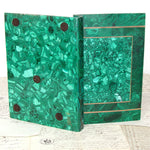 Vintage to Antique Russian Malachite 10.5" Desk or Jewelry Box in the Form of a Book with Brass Inlay