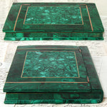 Vintage to Antique Russian Malachite 10.5" Desk or Jewelry Box in the Form of a Book with Brass Inlay