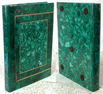 Vintage to Antique Russian Malachite 10.5" Desk or Jewelry Box in the Form of a Book with Brass Inlay