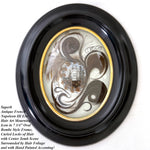 Antique French Hair Art Mourning Icon, 7.75" Bombe Style Frame, Tomb with "A Ma Mere" inscription