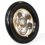 Antique French Hair Art Mourning Icon, 7.75" Bombe Style Frame, Tomb with "A Ma Mere" inscription