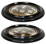 Antique French Hair Art Mourning Icon, 7.75" Bombe Style Frame, Tomb with "A Ma Mere" inscription