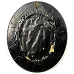 Antique French Hair Art Mourning Icon, 7.75" Bombe Style Frame, Tomb with "A Ma Mere" inscription