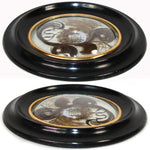 Antique French Hair Art Mourning Icon, 7.75" Bombe Style Frame, Tomb with "A Ma Femme" inscription