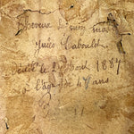 Antique French Mourning Hair Art Memento, Tomb Scene in Oval Ebonized Bombe Style Frame