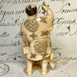 Antique Japanese Signed Netsuke Carved Ivory Figure, a Detailed Fisherman with Pole & Fish