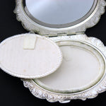 Ornate Antique Continental Powder Compact, Hallmarks & Original Mirror & Interior