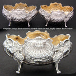 Pair Antique French .800 (nearly sterling) Silver Open Salts, Louis XV Style with Vermeil Interiors