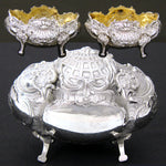 Pair Antique French .800 (nearly sterling) Silver Open Salts, Louis XV Style with Vermeil Interiors