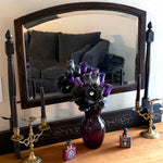 One-of-a-Kind SUMMERWEEN Halloween Antique Victorian Dresser with Beveled Mirror, Decoupage Skull Facade & Distressed Black Finish