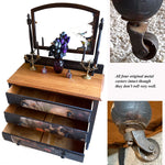 One-of-a-Kind SUMMERWEEN Halloween Antique Victorian Dresser with Beveled Mirror, Decoupage Skull Facade & Distressed Black Finish