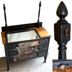 One-of-a-Kind SUMMERWEEN Halloween Antique Victorian Dresser with Beveled Mirror, Decoupage Skull Facade & Distressed Black Finish