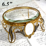 Antique French Napoleon III Display Stand or Plateau, Gilded with Thick Beveled Glass Surface