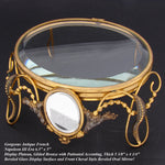 Antique French Napoleon III Display Stand or Plateau, Gilded with Thick Beveled Glass Surface