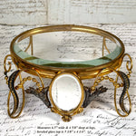 Antique French Napoleon III Display Stand or Plateau, Gilded with Thick Beveled Glass Surface