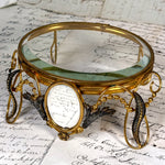 Antique French Napoleon III Display Stand or Plateau, Gilded with Thick Beveled Glass Surface