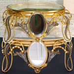 Antique French Napoleon III Display Stand or Plateau, Gilded with Thick Beveled Glass Surface