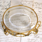 Antique French Napoleon III Display Stand or Plateau, Gilded with Thick Beveled Glass Surface