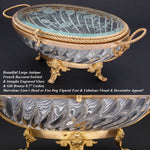 Antique French Napoleon III c.1880s Baccarat 8.5" Swirled & Intaglio Etched Glass Jewel Casket