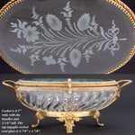 Antique French Napoleon III c.1880s Baccarat 8.5" Swirled & Intaglio Etched Glass Jewel Casket