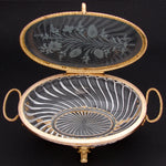 Antique French Napoleon III c.1880s Baccarat 8.5" Swirled & Intaglio Etched Glass Jewel Casket