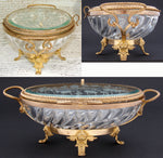 Antique French Napoleon III c.1880s Baccarat 8.5" Swirled & Intaglio Etched Glass Jewel Casket