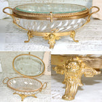 Antique French Napoleon III c.1880s Baccarat 8.5" Swirled & Intaglio Etched Glass Jewel Casket