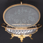 Antique French Napoleon III c.1880s Baccarat 8.5" Swirled & Intaglio Etched Glass Jewel Casket