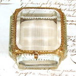 Antique French Napoleon III Jewelry Casket, Miniature Vitrine Box with Thick Beveled Glass