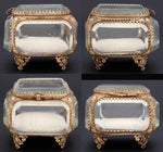 Antique French Napoleon III Jewelry Casket, Miniature Vitrine Box with Thick Beveled Glass