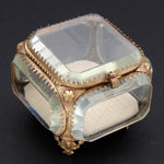 Antique French Napoleon III Jewelry Casket, Miniature Vitrine Box with Thick Beveled Glass