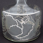 Lovely Antique to Vintage American Sterling Silver Overlay 28oz Decanter, Intaglio Engraved Chrysanthemums