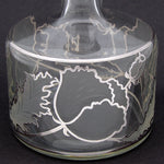 Lovely Antique to Vintage American Sterling Silver Overlay 28oz Decanter, Intaglio Engraved Chrysanthemums