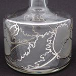 Lovely Antique to Vintage American Sterling Silver Overlay 28oz Decanter, Intaglio Engraved Chrysanthemums