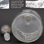 Lovely Antique to Vintage American Sterling Silver Overlay 28oz Decanter, Intaglio Engraved Chrysanthemums
