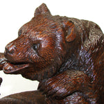 Antique PAIR of Large Black Forest Carved Bear or Cub Figures, 8.75"-10.5"