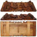 Antique Black Forest Carved 15.5" Desk Top Expanding Book Rack, Ibex & Chamois Figures