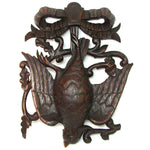 Antique Victorian Era Black Forest Carved 11" Plaque Pair, Fruits of the Hunt Bird & Fish