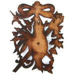 Antique Victorian Era Black Forest Carved 11" Plaque Pair, Fruits of the Hunt Bird & Fish