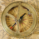 Antique Likely c. 1750-1850 Pocket Compass with Folding Sundial, Heavy Bronze or Brass