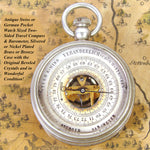 Fine Antique European 2-Sided Pocket or Travel Aneroid Barometer & Compass