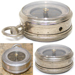 Fine Antique European 2-Sided Pocket or Travel Aneroid Barometer & Compass